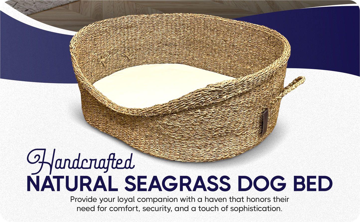 Artemis Handcrafted Natural Seagrass Dog Bed - Neutral